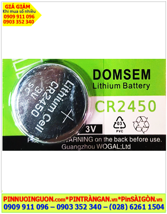 DOMSEM CR2450, Pin 3v lithium DOMSEM CR2450 (24mmx5.0mm) chính hãng